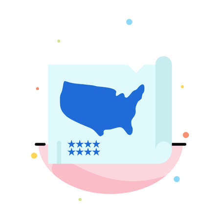 Map, States, United, Usa Abstract Flat Color Icon Templateのイラスト素材
