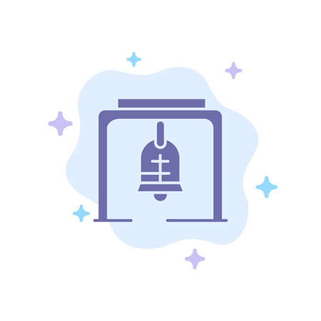 Alert, Bell, Christmas Bell, Church Bell Blue Icon on Abstract Cloud Backgroundのイラスト素材