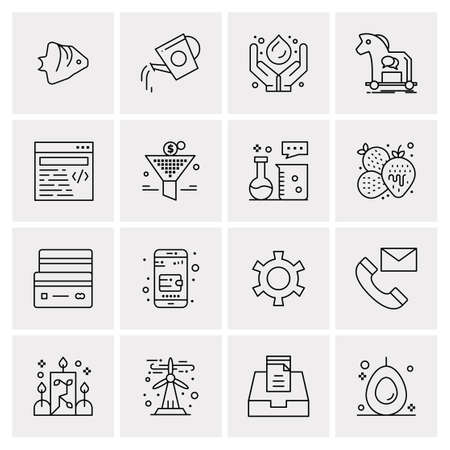 16 Universal Business Icons Vector. Creative Icon Illustration to use in web and Mobile Related project.のイラスト素材