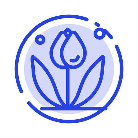 Flower, Floral, Nature, Spring Blue Dotted Line Line Iconのイラスト素材