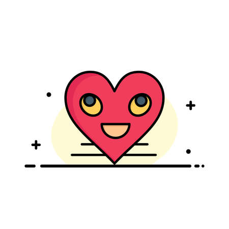 Heart, Emojis, Smiley, Face, Smile  Business Flat Line Filled Icon Vector Banner Templateのイラスト素材