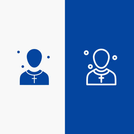 Christian, Church, Male, Man, Preacher Line and Glyph Solid icon Blue banner Line and Glyph Solid icon Blue bannerのイラスト素材