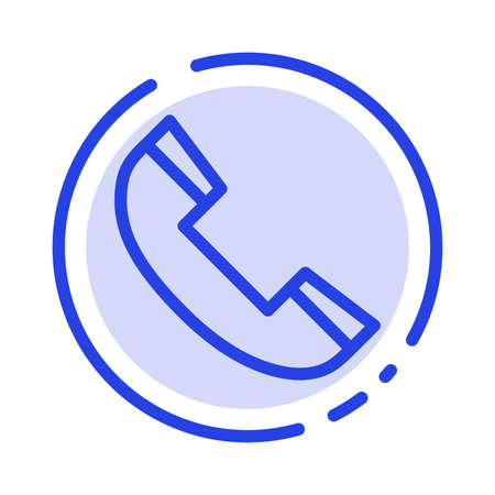 Call, Contact, Phone, Telephone Blue Dotted Line Line Iconのイラスト素材