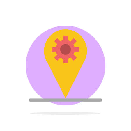 Business, Location, Map, Gear Abstract Circle Background Flat color Iconのイラスト素材