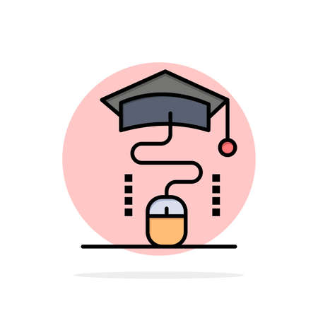 Mouse, Graduation, Online, Education Abstract Circle Background Flat color Iconのイラスト素材