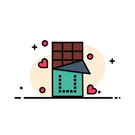 Chocolate, Love, Food, Sweet  Business Flat Line Filled Icon Vector Banner Templateのイラスト素材