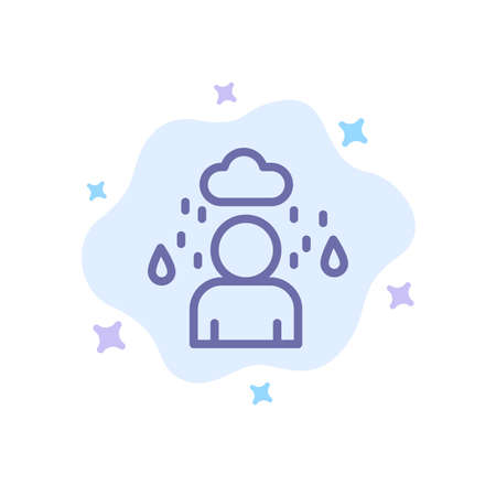 Man, Cloud, Rainy Blue Icon on Abstract Cloud Backgroundのイラスト素材