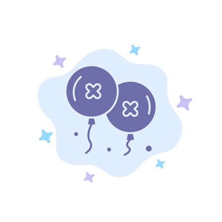 Balloons, Birthday, Birthday Party, Celebration Blue Icon on Abstract Cloud Backgroundのイラスト素材