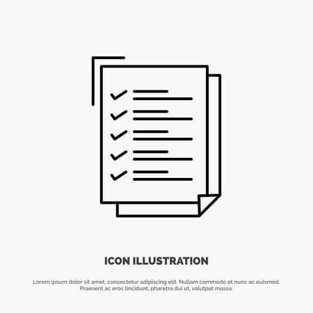 Checklist, To Do List, Work Task, Notepad Line Icon Vectorのイラスト素材