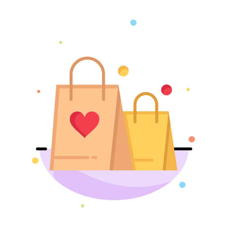 Handbag, Love, Heart, Wedding Abstract Flat Color Icon Templateのイラスト素材