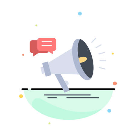 marketing, megaphone, announcement, promo, promotion Flat Color Icon Vectorのイラスト素材