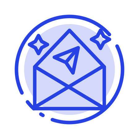 Arrow, Chat, Mail, Open Blue Dotted Line Line Iconのイラスト素材