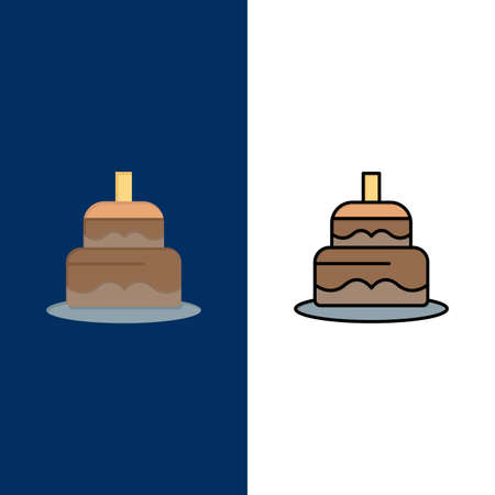 Indian, Cake, Day, Country  Icons. Flat and Line Filled Icon Set Vector Blue Backgroundのイラスト素材