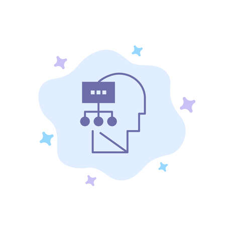 Planning, Theory, Mind, Head Blue Icon on Abstract Cloud Backgroundのイラスト素材