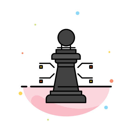 Chess, Laptop, Strategy, Game Abstract Flat Color Icon Templateのイラスト素材