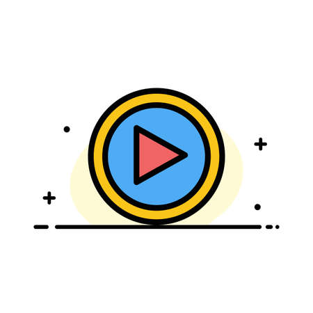 Video, Interface, Play, User  Business Flat Line Filled Icon Vector Banner Templateのイラスト素材