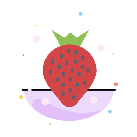 Strawberry, Food, Fruit, Berry Abstract Flat Color Icon Templateのイラスト素材