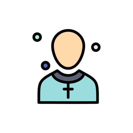 Christian, Church, Male, Man, Preacher  Flat Color Icon. Vector icon banner Templateのイラスト素材