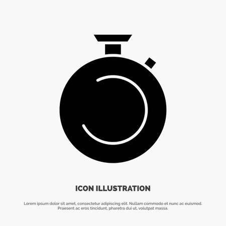 Compass, Clock, Stopwatch, Timer, Watch solid Glyph Icon vectorのイラスト素材