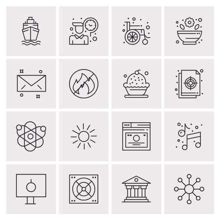 16 Universal Business Icons Vector. Creative Icon Illustration to use in web and Mobile Related project.のイラスト素材