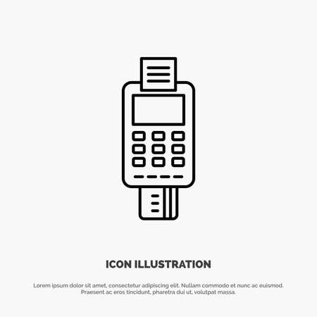 Machine, Business, Card, Check, Credit Card, Credit Card Machine, Payment, ATM Line Icon Vectorのイラスト素材