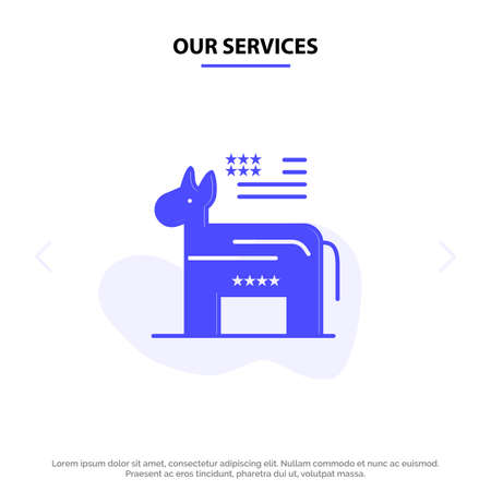 Our Services Donkey, American, Political, Symbol Solid Glyph Icon Web card Templateのイラスト素材