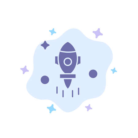 Astronomy, Rocket, Space, Fly Blue Icon on Abstract Cloud Backgroundのイラスト素材