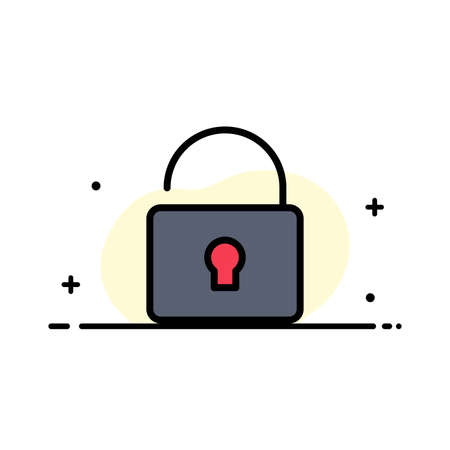 Unlock, Lock, Security  Business Flat Line Filled Icon Vector Banner Templateのイラスト素材