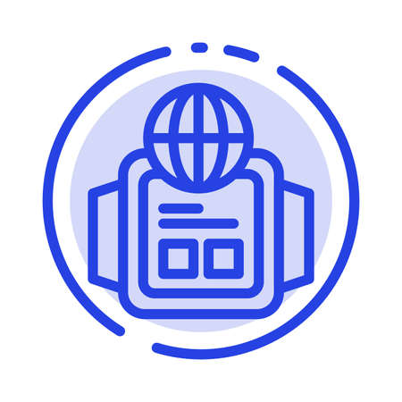 Technology, Watch, World Blue Dotted Line Line Iconのイラスト素材