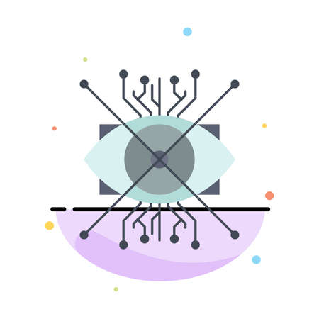 Ar, augmentation, cyber, eye, lens Flat Color Icon Vectorのイラスト素材