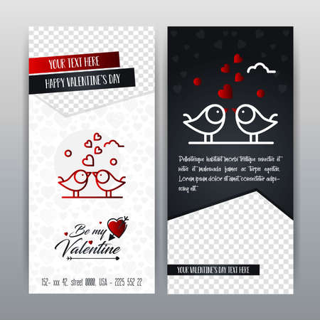 Happy Valentine's Day Red Icon Vertical Banner. Vector illustrationのイラスト素材