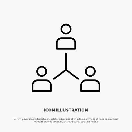 Structure, Company, Cooperation, Group, Hierarchy, People, Team Line Icon Vectorのイラスト素材