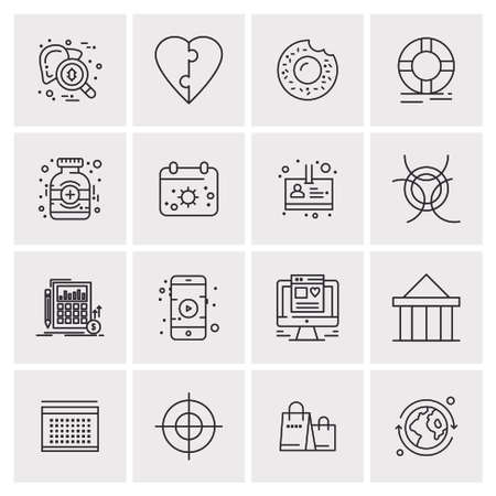 16 Universal Business Icons Vector. Creative Icon Illustration to use in web and Mobile Related project.のイラスト素材