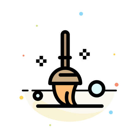 Bucket, Cleaning, Mop Abstract Flat Color Icon Templateのイラスト素材