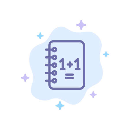 Education, Notebook, Notepad , 1+1 Blue Icon on Abstract Cloud Backgroundのイラスト素材