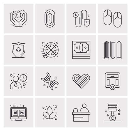 16 Universal Business Icons Vector. Creative Icon Illustration to use in web and Mobile Related project.のイラスト素材