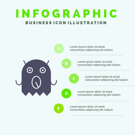 Monster, Alien, Space Infographics Presentation Template. 5 Steps Presentationのイラスト素材