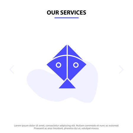 Our Services Kite, Festival, Flying Solid Glyph Icon Web card Templateのイラスト素材
