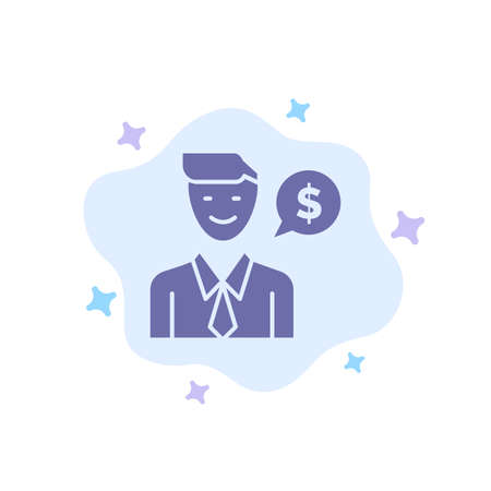 Man, Work, Job, Dollar Blue Icon on Abstract Cloud Backgroundのイラスト素材