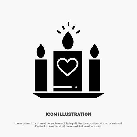 Candle, Love, Heart, Wedding solid Glyph Icon vectorのイラスト素材