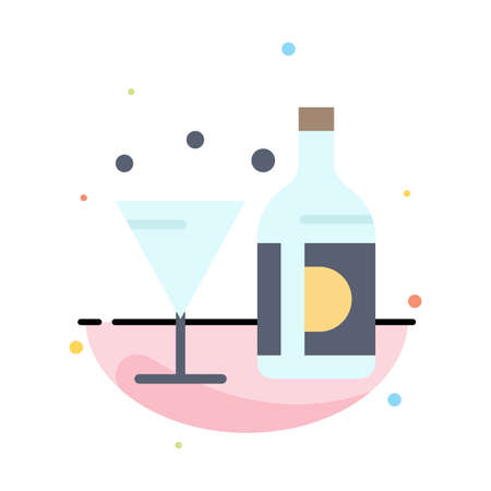 Drink, Wine, American, Bottle, Glass Abstract Flat Color Icon Templateのイラスト素材