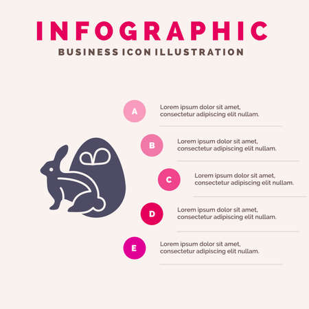 Egg, Bunny, Easter, Rabbit Solid Icon Infographics 5 Steps Presentation Backgroundのイラスト素材