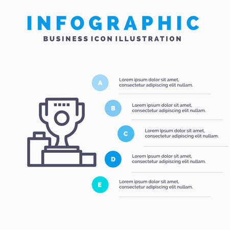 Bowl, Ceremony, Champion, Cup, Goblet Line icon with 5 steps presentation infographics Backgroundのイラスト素材