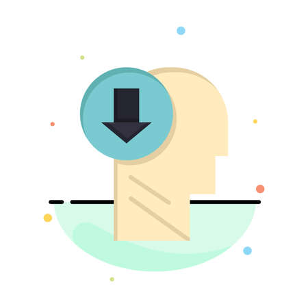 Arrow, Head, Human, Knowledge, Down Abstract Flat Color Icon Templateのイラスト素材