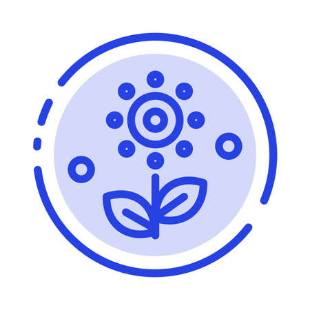 Flower, Plant, Rose, Spring Blue Dotted Line Line Iconのイラスト素材