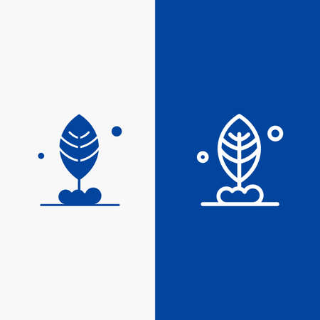 Leaf, Plant, Motivation Line and Glyph Solid icon Blue banner Line and Glyph Solid icon Blue bannerのイラスト素材