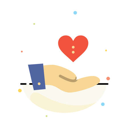 Charity, Donation, Giving, Hand, Love Abstract Flat Color Icon Templateのイラスト素材