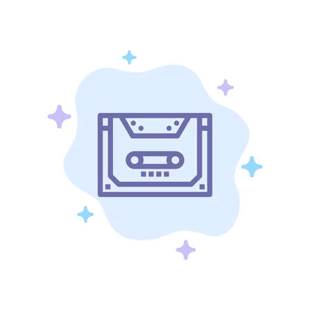 Analog, Audio, Cassette, Compact, Deck Blue Icon on Abstract Cloud Backgroundのイラスト素材