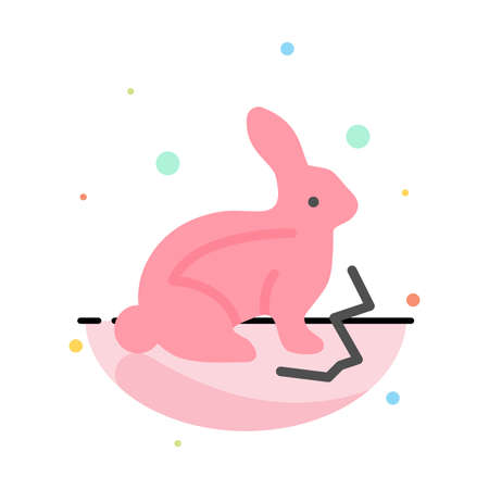 Bunny, Rabbit, Easter, Nature Abstract Flat Color Icon Templateのイラスト素材