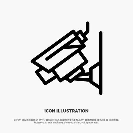 Camera, Cctv, Security, Surveillance Line Icon Vectorのイラスト素材